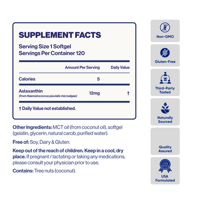 Astaxanthin 45+ Joint Support Softgels (12mg + MCT Oil)